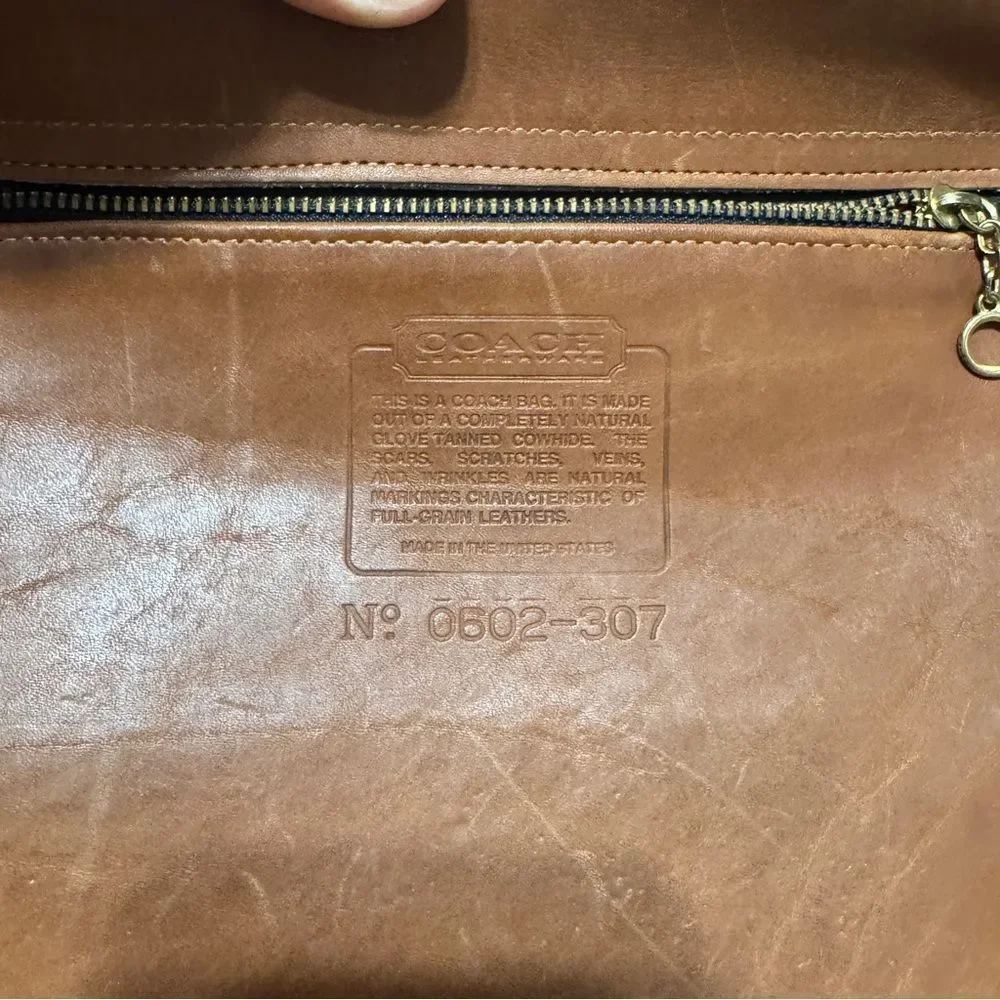 RARE COACH Morgan Glove Tanned Leather Brass Briefcase Made in USA 0602-307